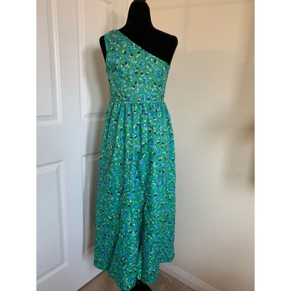 Floral Print Shirred One Shoulder Ruffle Hem Dress - Picture 7 of 7